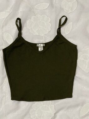 Bozzolo Olive Green Ribbed Camisole